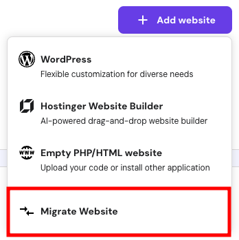 Migrating a website in Hostinger hPanel