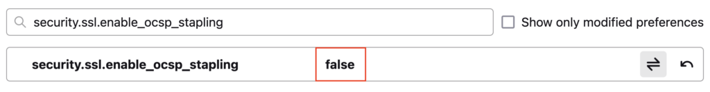 The false value of security.ssl.enable_ocsp_stapling in Firefox's Advanced Preferences page