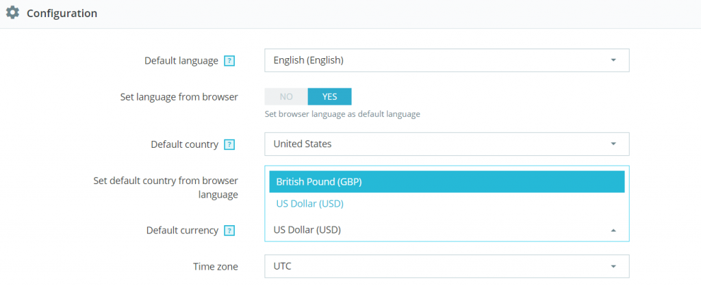 How to set a default currency