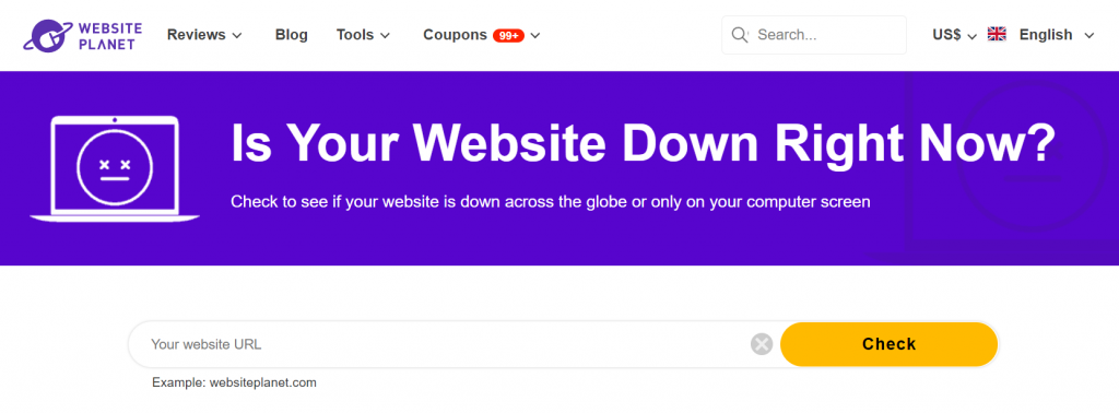 Website Planet's website checker tool