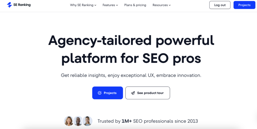 SE Ranking homepage - all-in-one SEO software