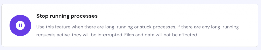The Stop running processes section in hPanel's Resources Usage page