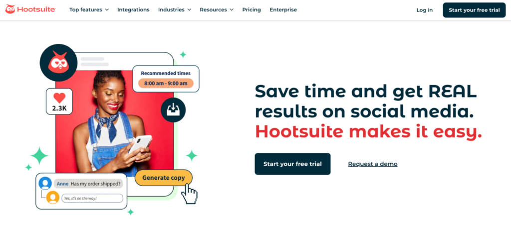 Hootsuite homepage