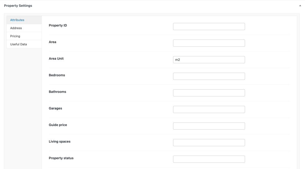 Property Settings tab in Oikia
