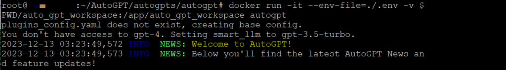 Docker runs AutoGPT