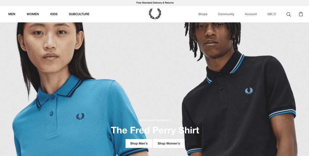 Fred Perry official store's homepage