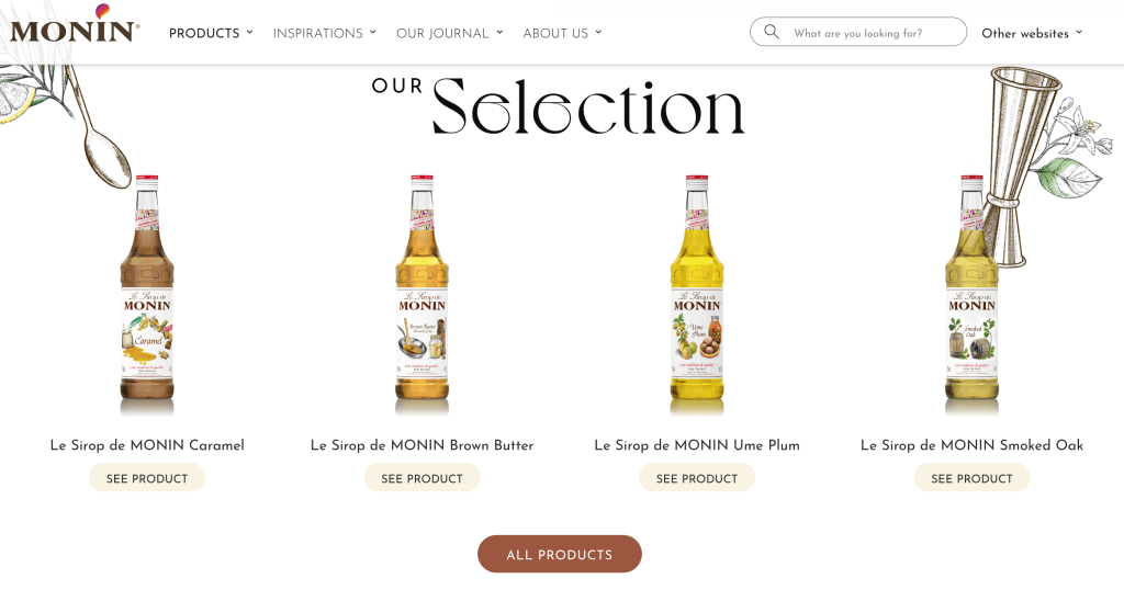 Monin official store's homepage