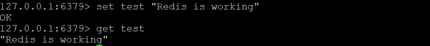 Redis returns a test value to confirm functionality