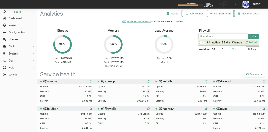 ApisCP's dashboard