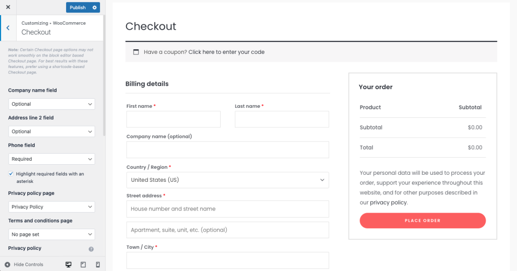 Customizing Astra's checkout page