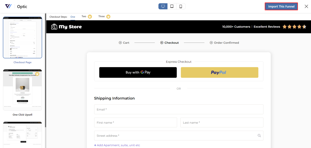 Importing a FunnelKey store checkout template