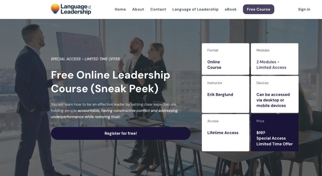 Language of Leadership homepage