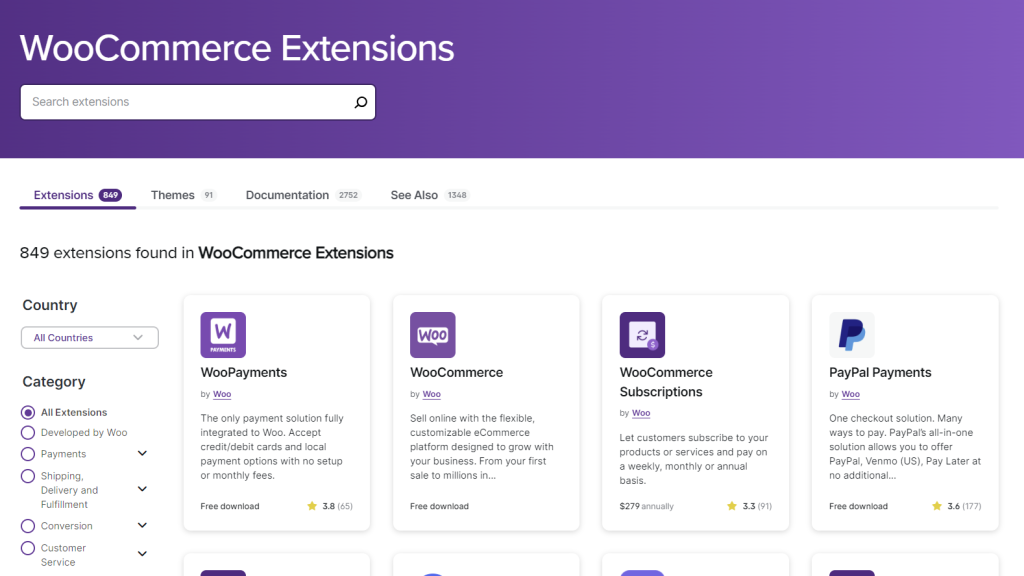 WooCommerce extension directory