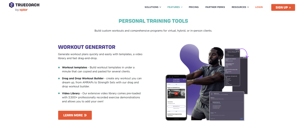TrueCoach features page