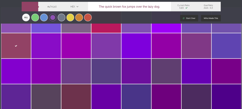Accessible color palette example