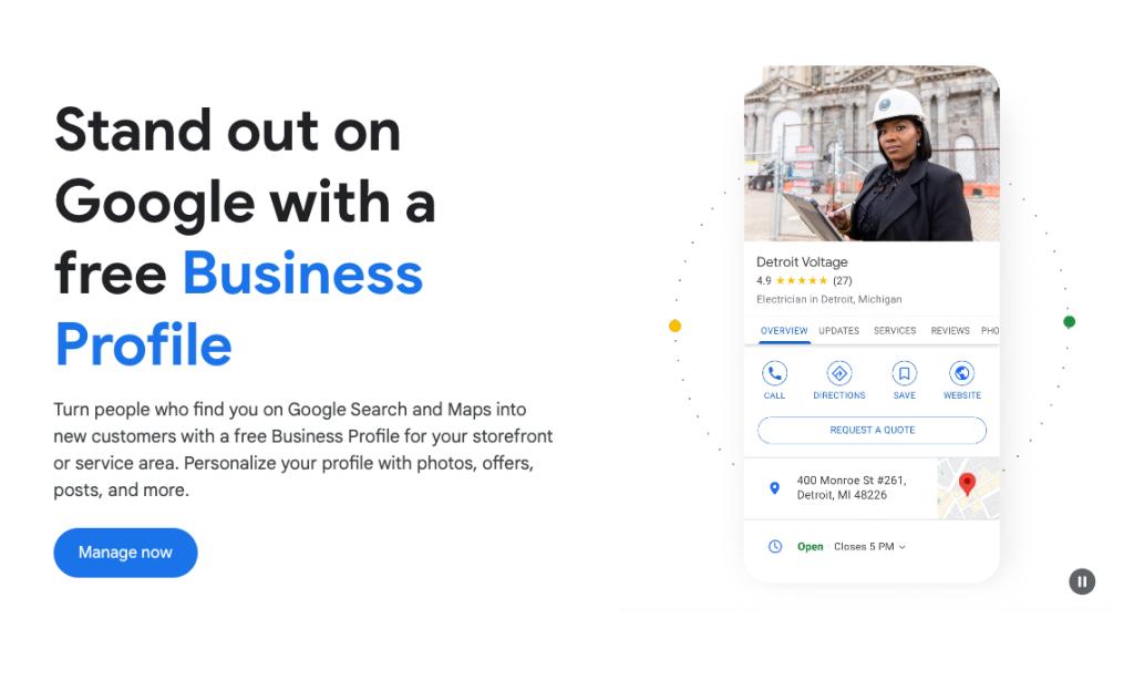 Google Business Profile homepage