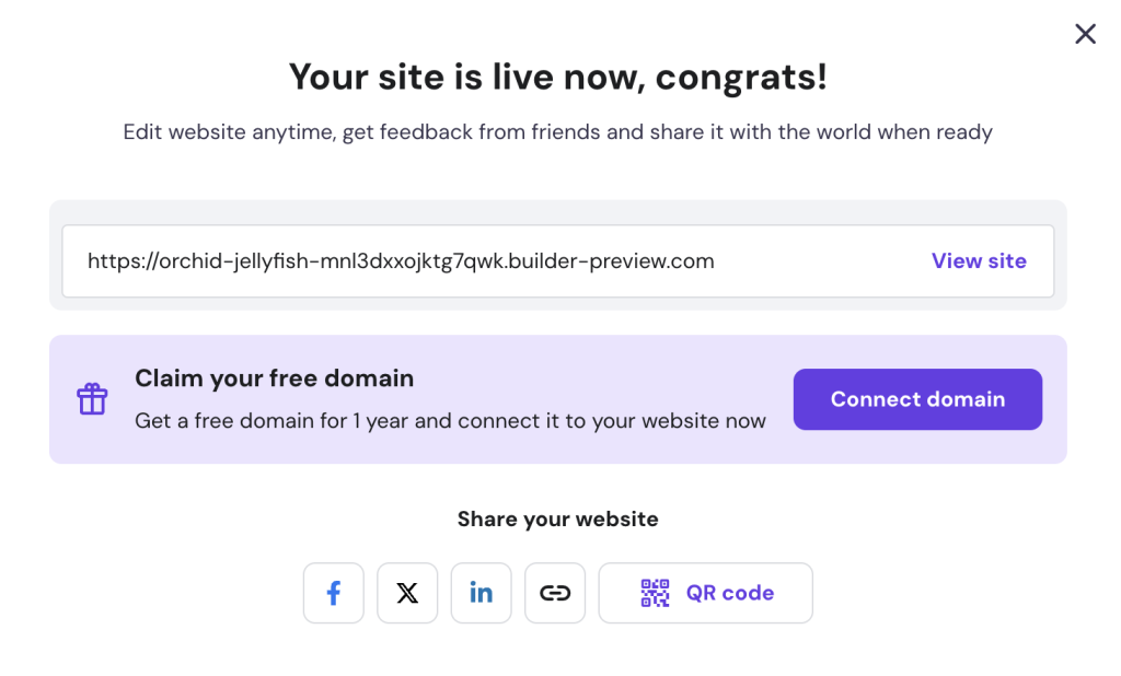 Connect domain popup