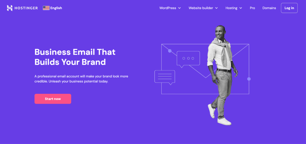 Hostinger business email landing page