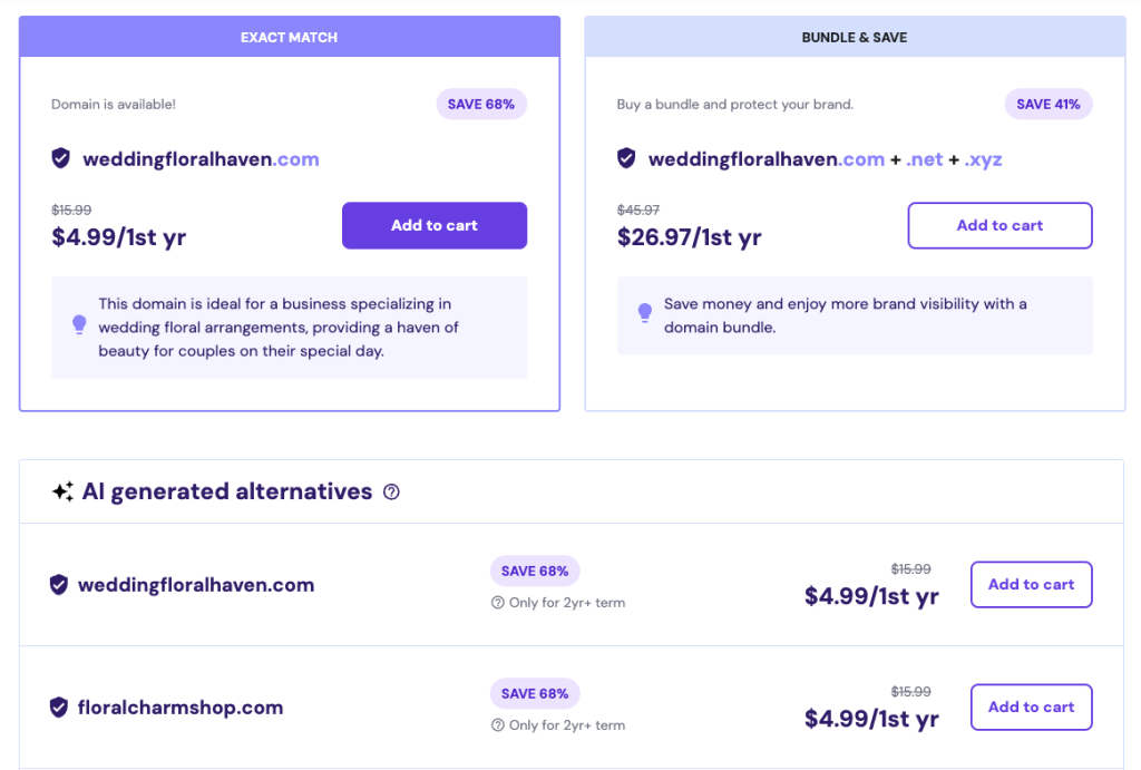 Domain costs in Hostinger