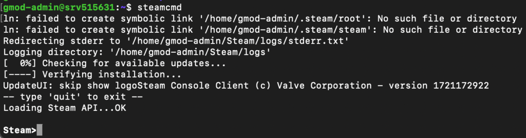 SteamCMD launches on a VPS