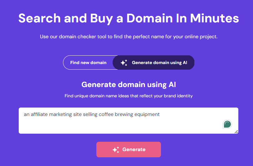 The AI domain generator by Hostinger