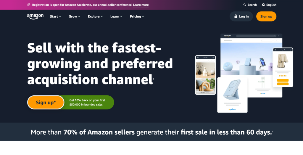 Amazon Seller landing page