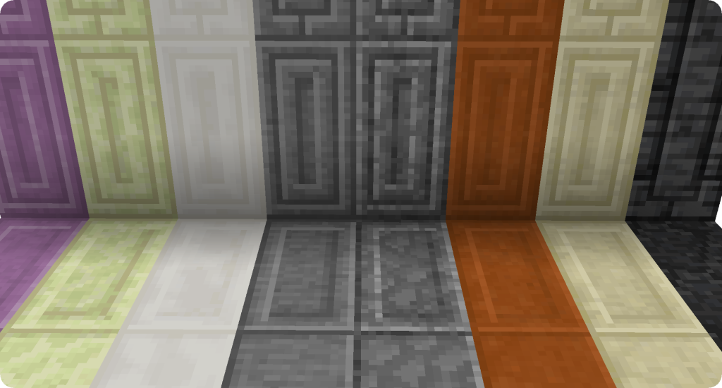 Image showing different Minecraft building blocks with unique design patterns