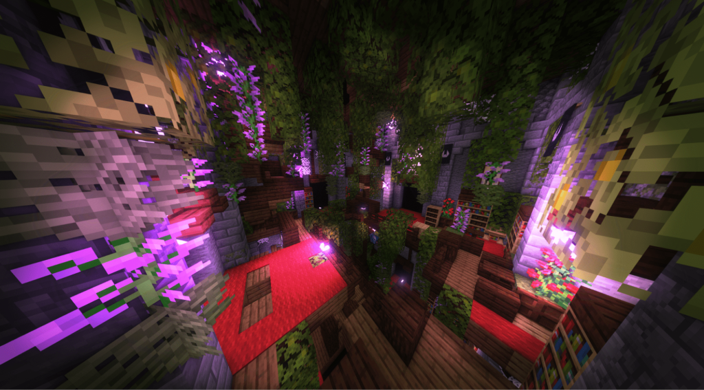 Minecraft screenshot containing a colorful dungeon