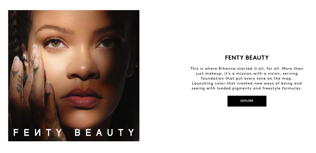 Fenty Beauty about the brands page