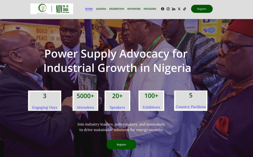 Homepage of Manufacturers Energy Security Summit, an event about the energy industry