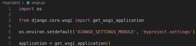 The default wsgi.py file structure