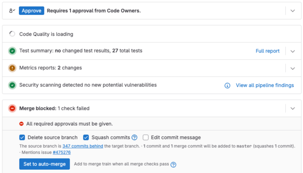 Approval rules in a GitLab merge request