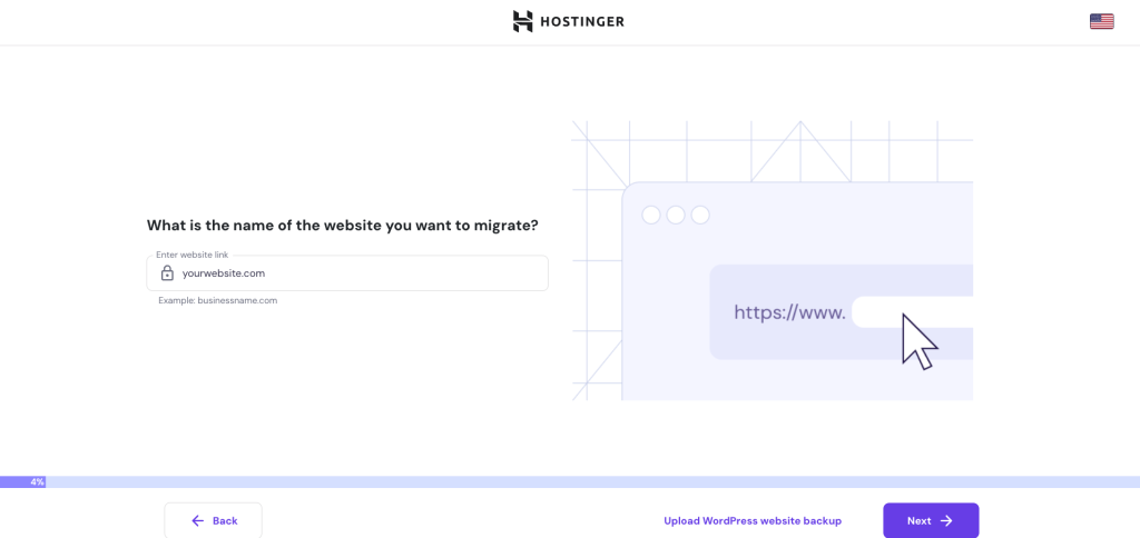 Hostinger's migration flow for non-WordPress websites