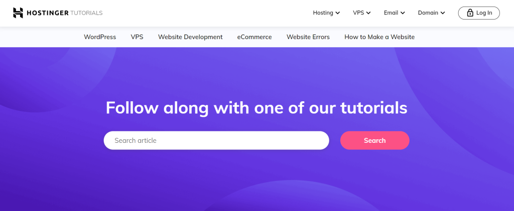Hostinger Tutorials' home page