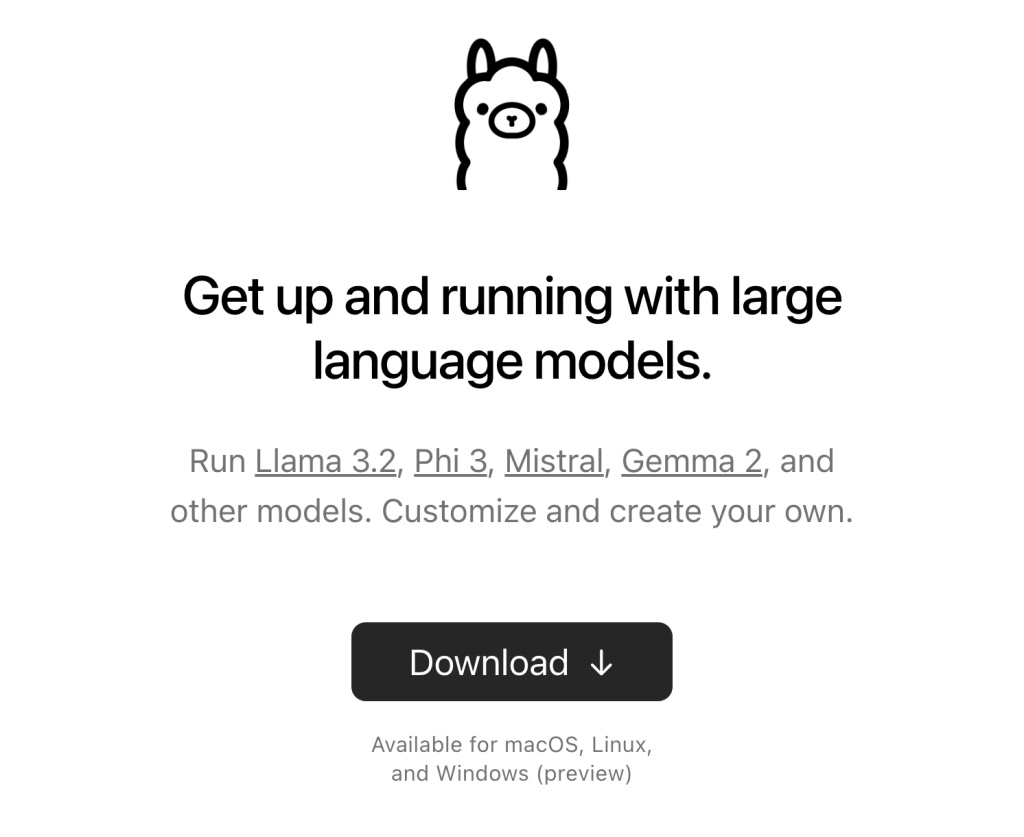 Ollama's official homepage