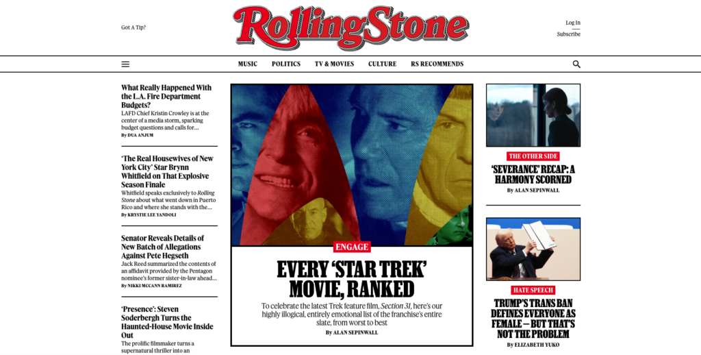 Rolling Stone homepage