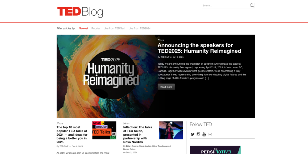 TED Blog page