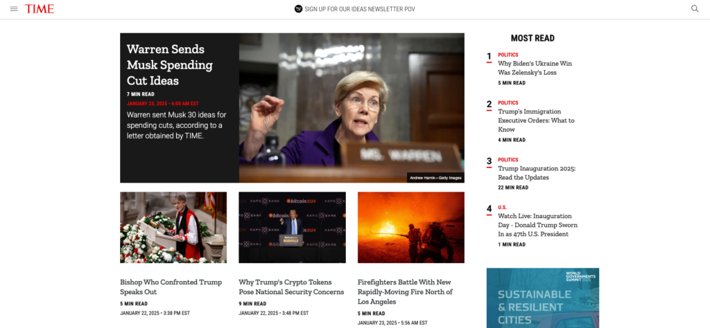 TIME homepage